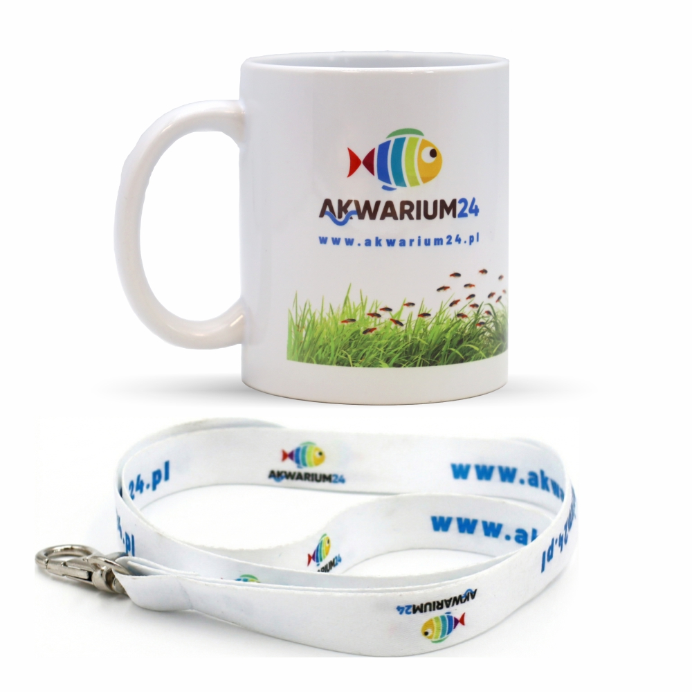 Zestaw Akwarium24 - kubek ceramiczny + smycz firmowa z logo